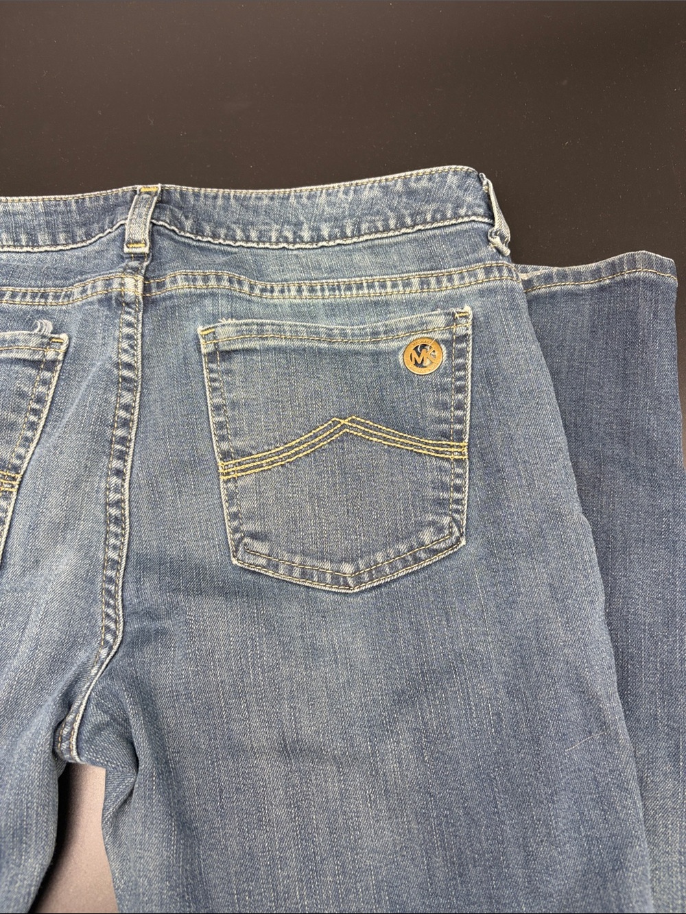 Michael Kors Straight Leg Washed Blue Jeans with Branded Back Pocket